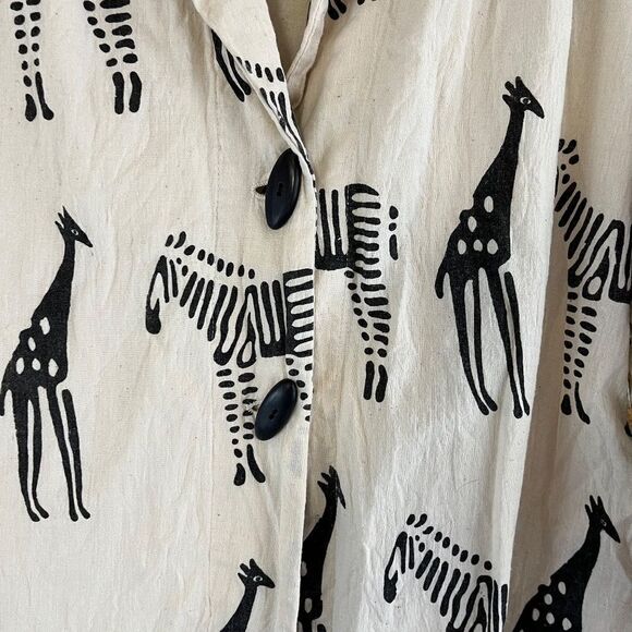 Vintage 90s Cheppu Nepal Oversized Free Size Giraffe Zebra Blazer Jacket - Picture 4 of 7